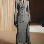 Barrow Peplum Notch Lapel Wool Blend Blazer