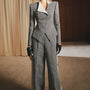 Ashford Straight Front Zipper Tweed Floor Length Pants