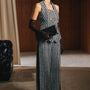 Romiley Straight Wide Leg Tweed Floor Length Pants