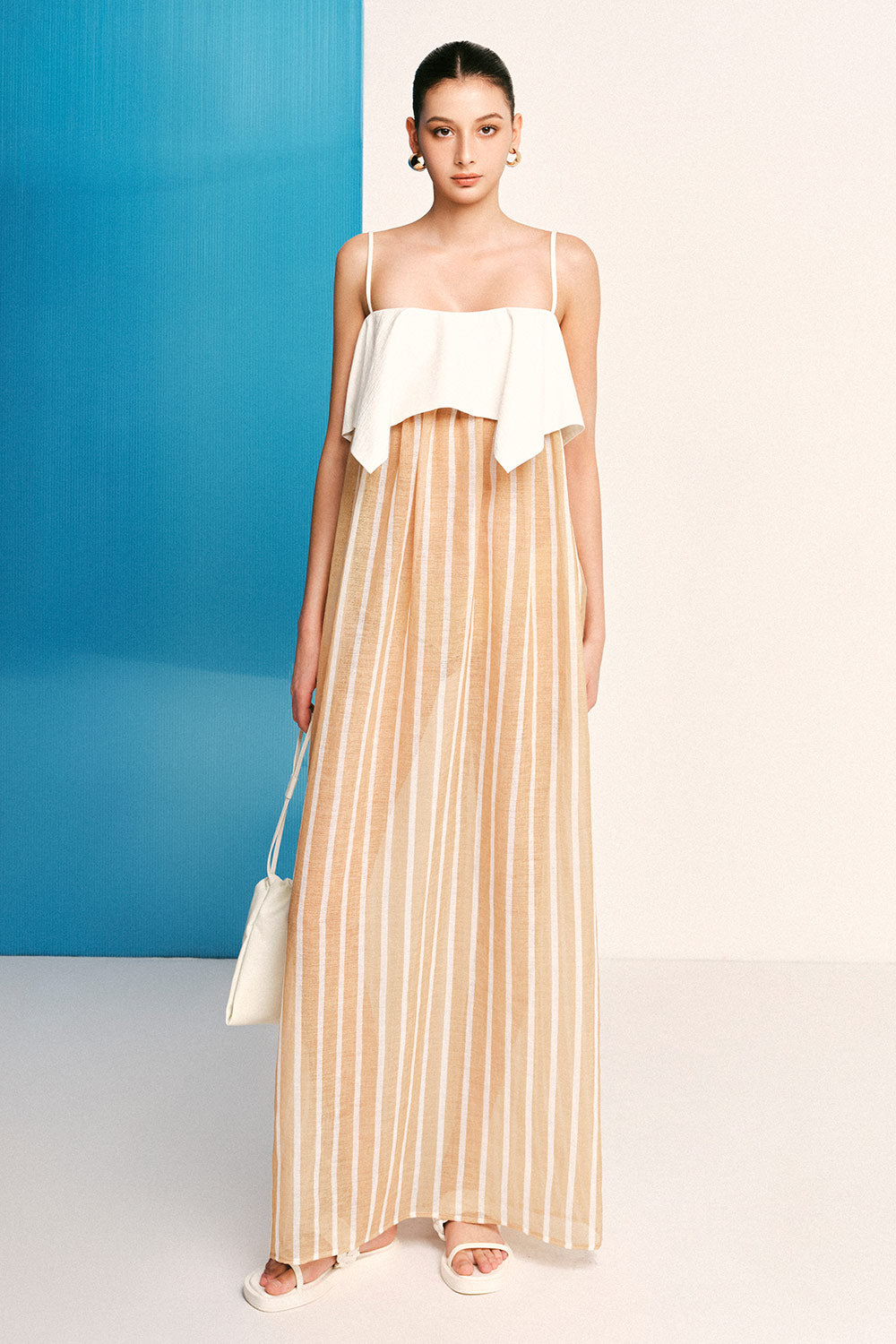 Kassidy Babydoll Square Neck Woven Cotton Maxi Dress