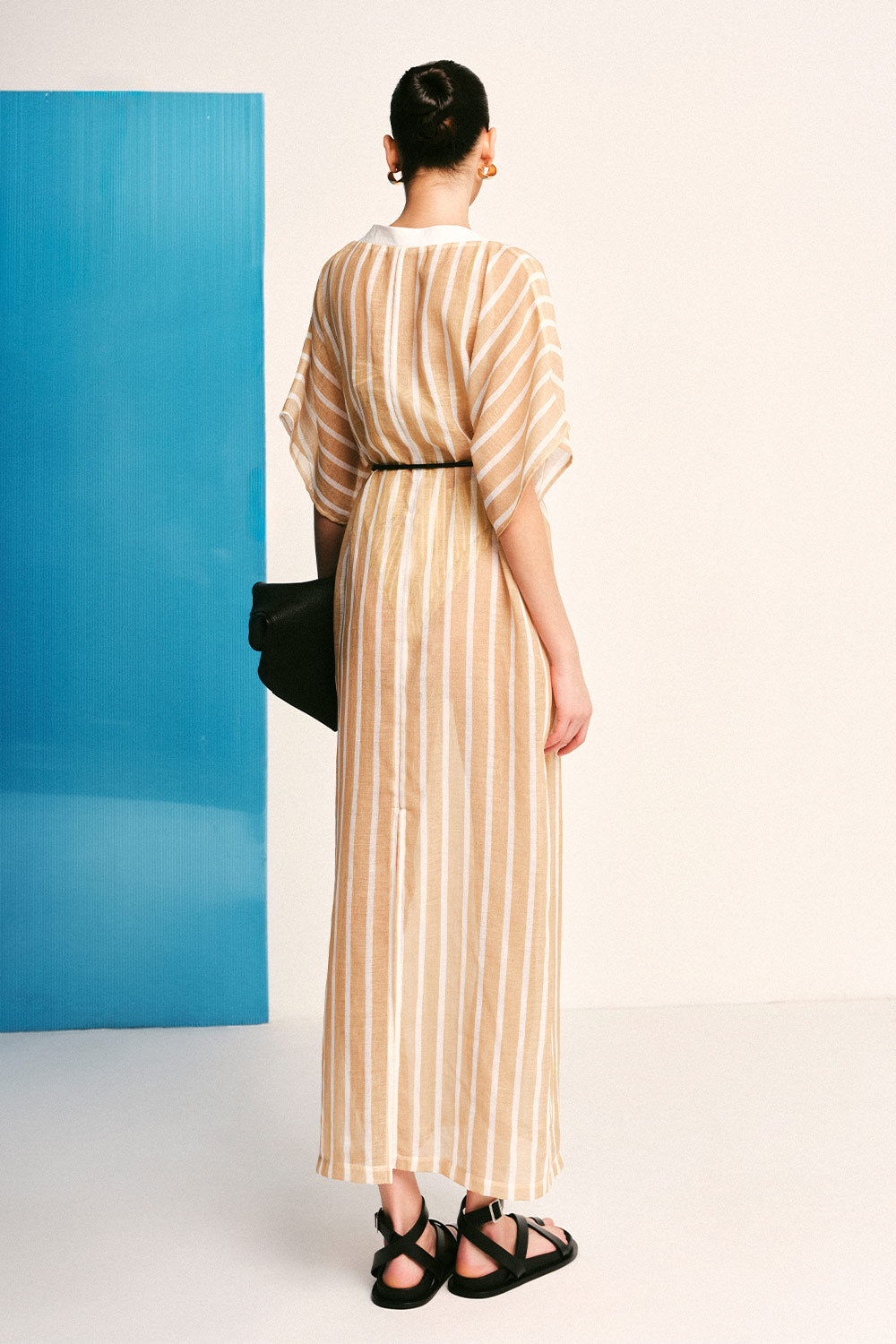 Jada Straight Batwing Sleeved Woven Cotton Maxi Dress