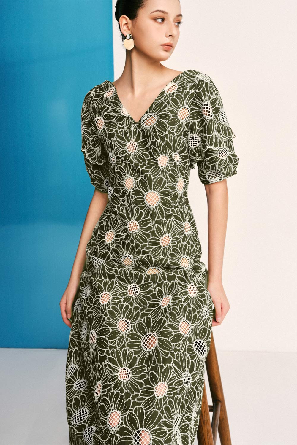 knee length dresses for ladies Alexandra Jersey Midi Dress-Navy