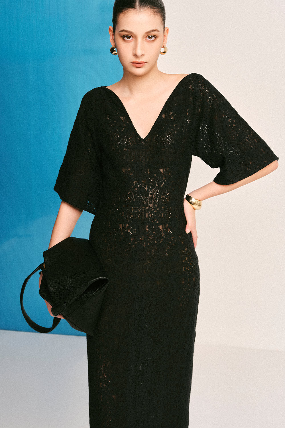 knee length dresses for ladies Selene Dress Black – CELIA B US main image 1