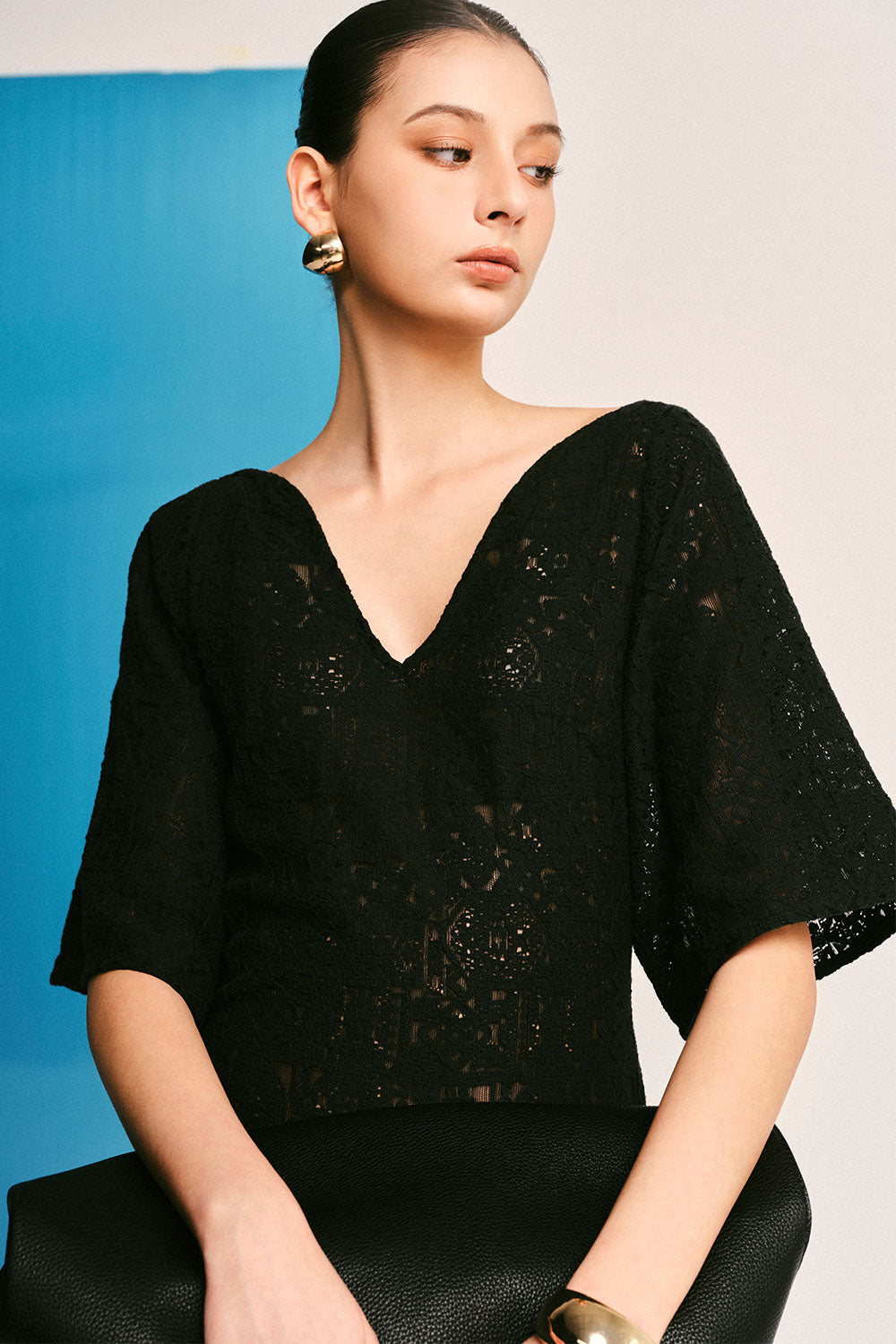 Everyday Sheath Wide Sleeved Cotton Lace Midi Dress