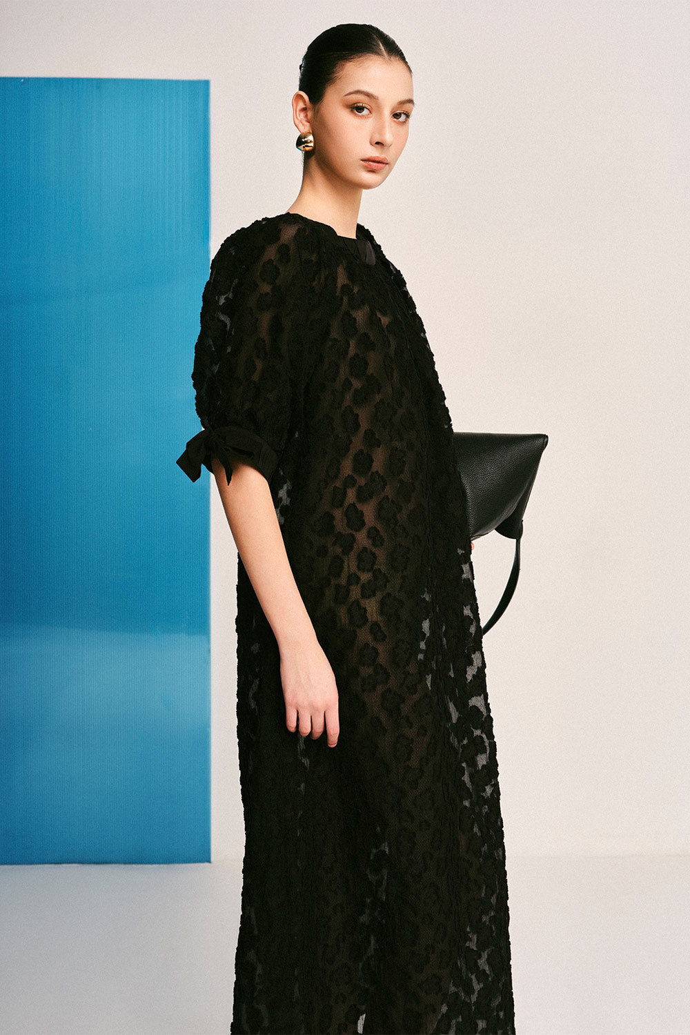 Esmeralda Straight See-Through Jacquard Midi Dress