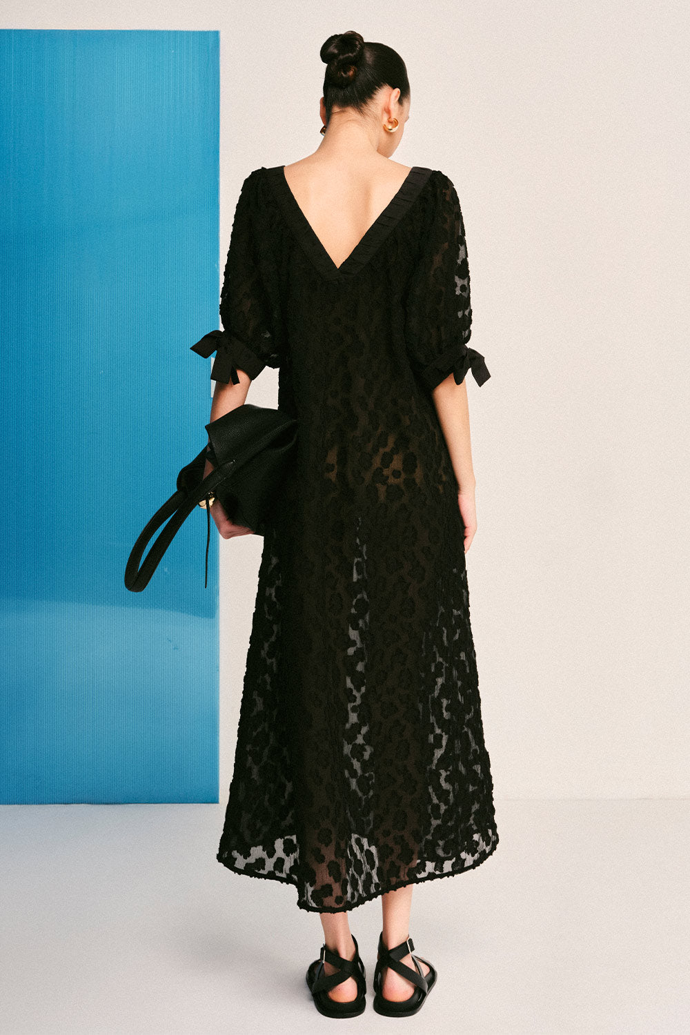 Esmeralda Straight See-Through Jacquard Midi Dress