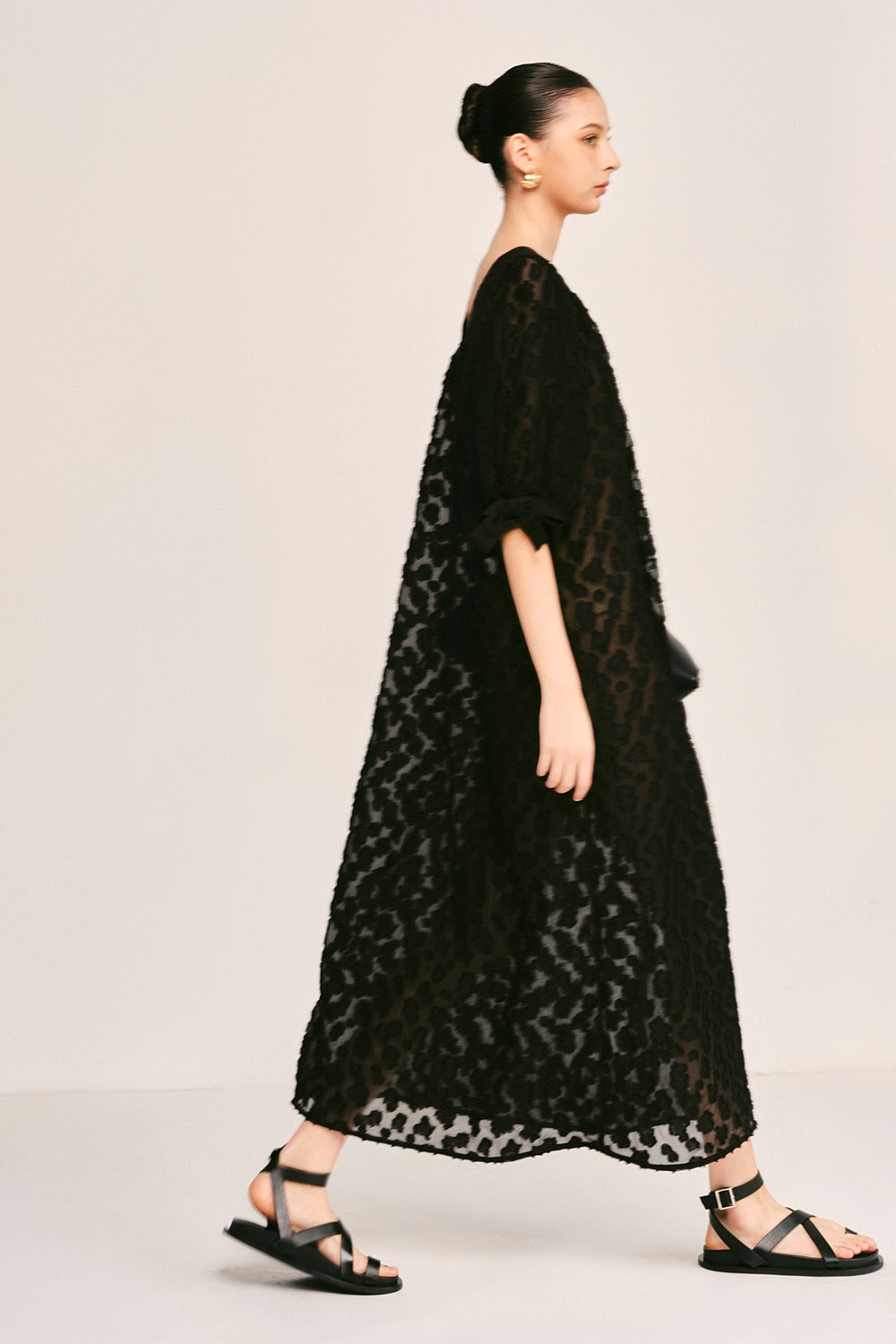 Esmeralda Straight See-Through Jacquard Midi Dress