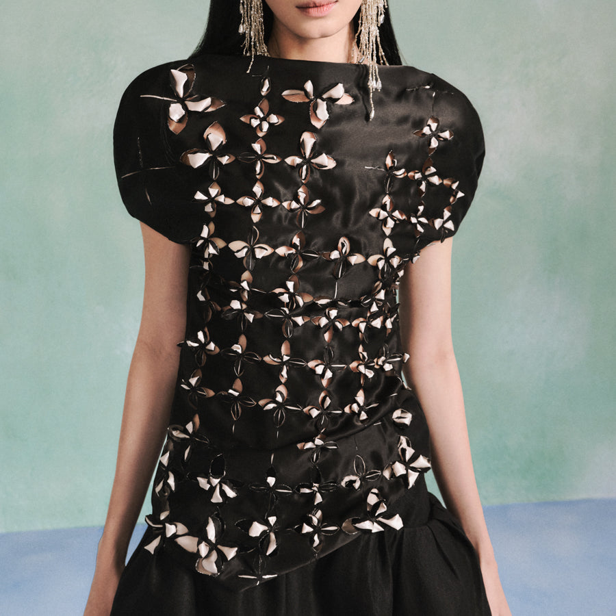 Mckenna Bubble Gathered Taffeta Silk Mini Skirt