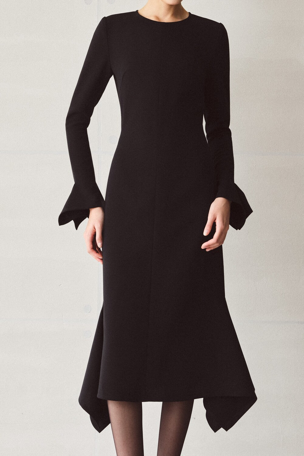 Corvus Bell Sleeve Crepe Midi Dress