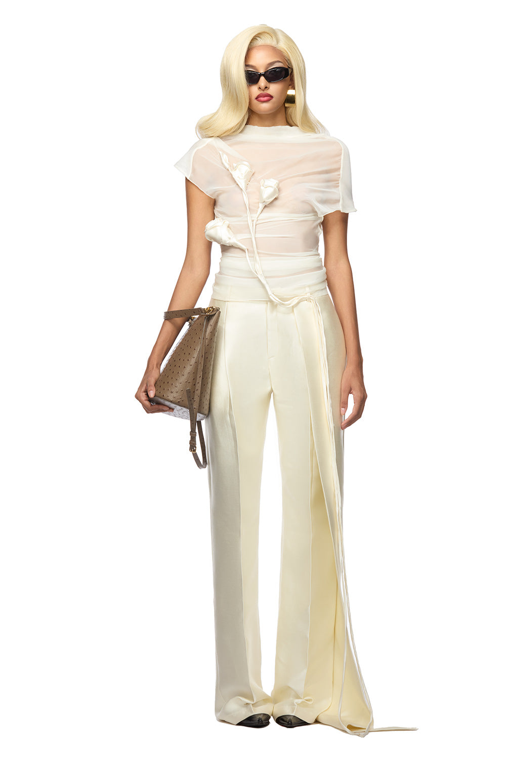 Acosta Bodycon Gathered Organza Top