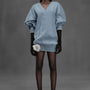 Lobster Cocoon Puffy Sleeved Jean Mini Dress