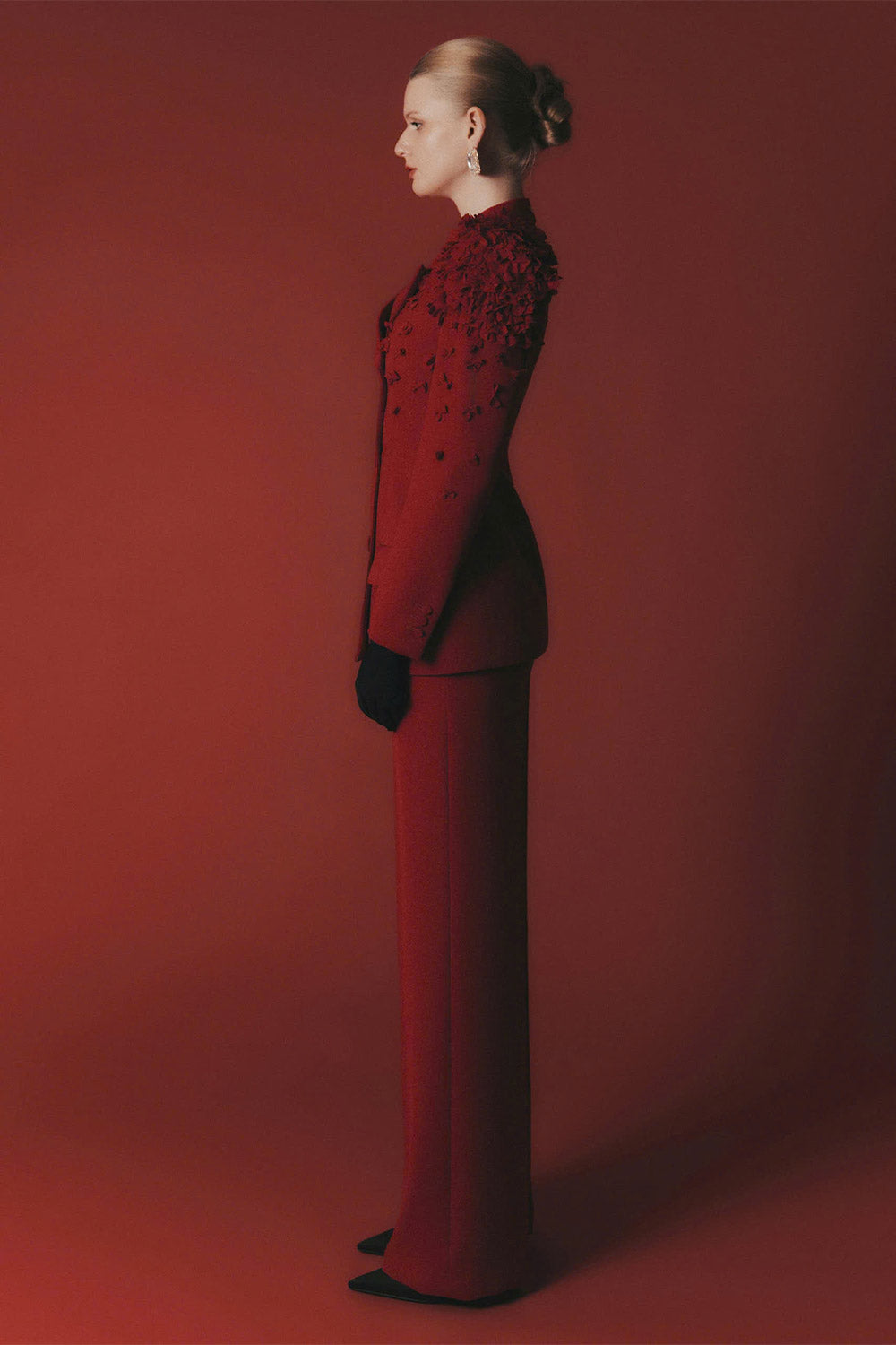 Violeta Structured Notch Lapel Poly Silk Blazer