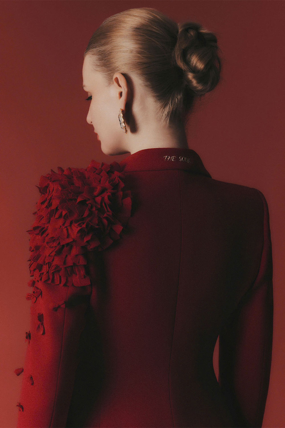 Violeta Structured Notch Lapel Poly Silk Blazer