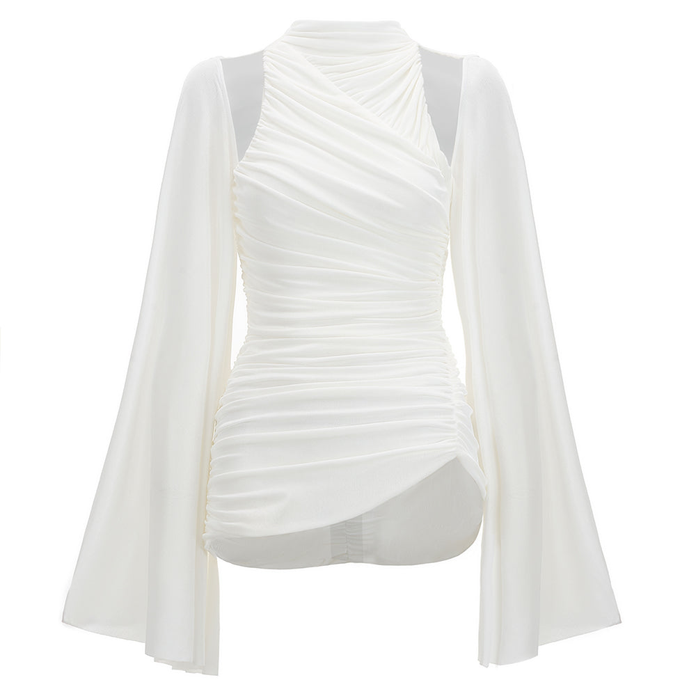 Nayeli Bodycon Cape Sleeved Elastic Cotton Top