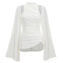 Nayeli Bodycon Cape Sleeved Elastic Cotton Top