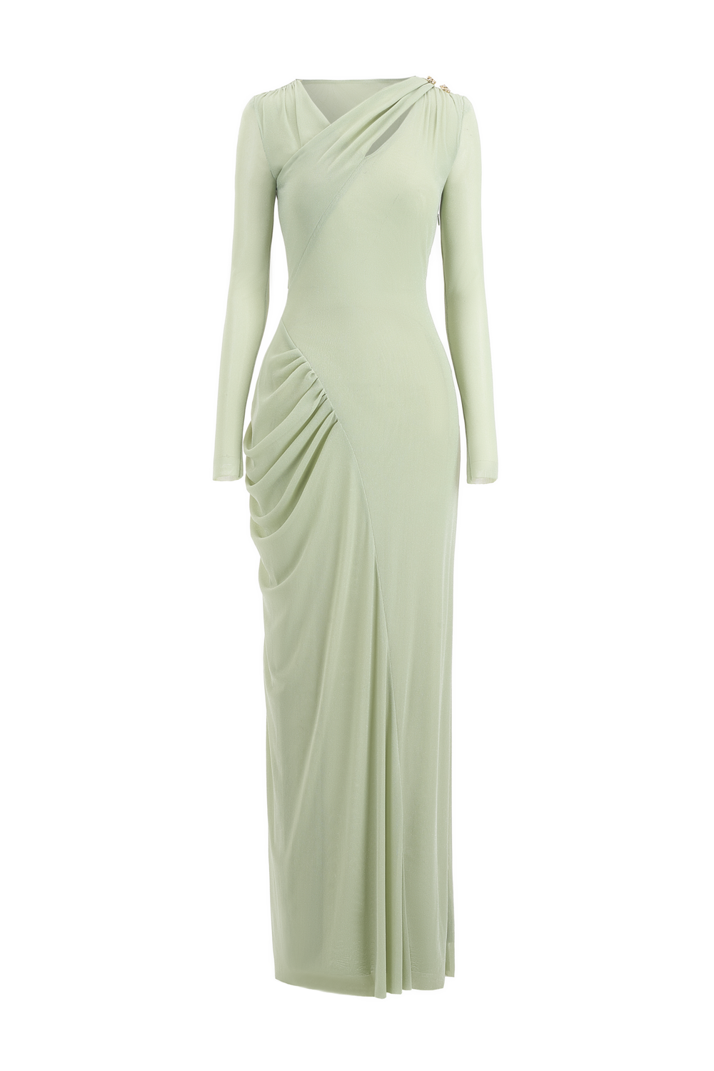 Verlarune Sheath Asymmetric Neck Elastic Cotton Maxi Dress