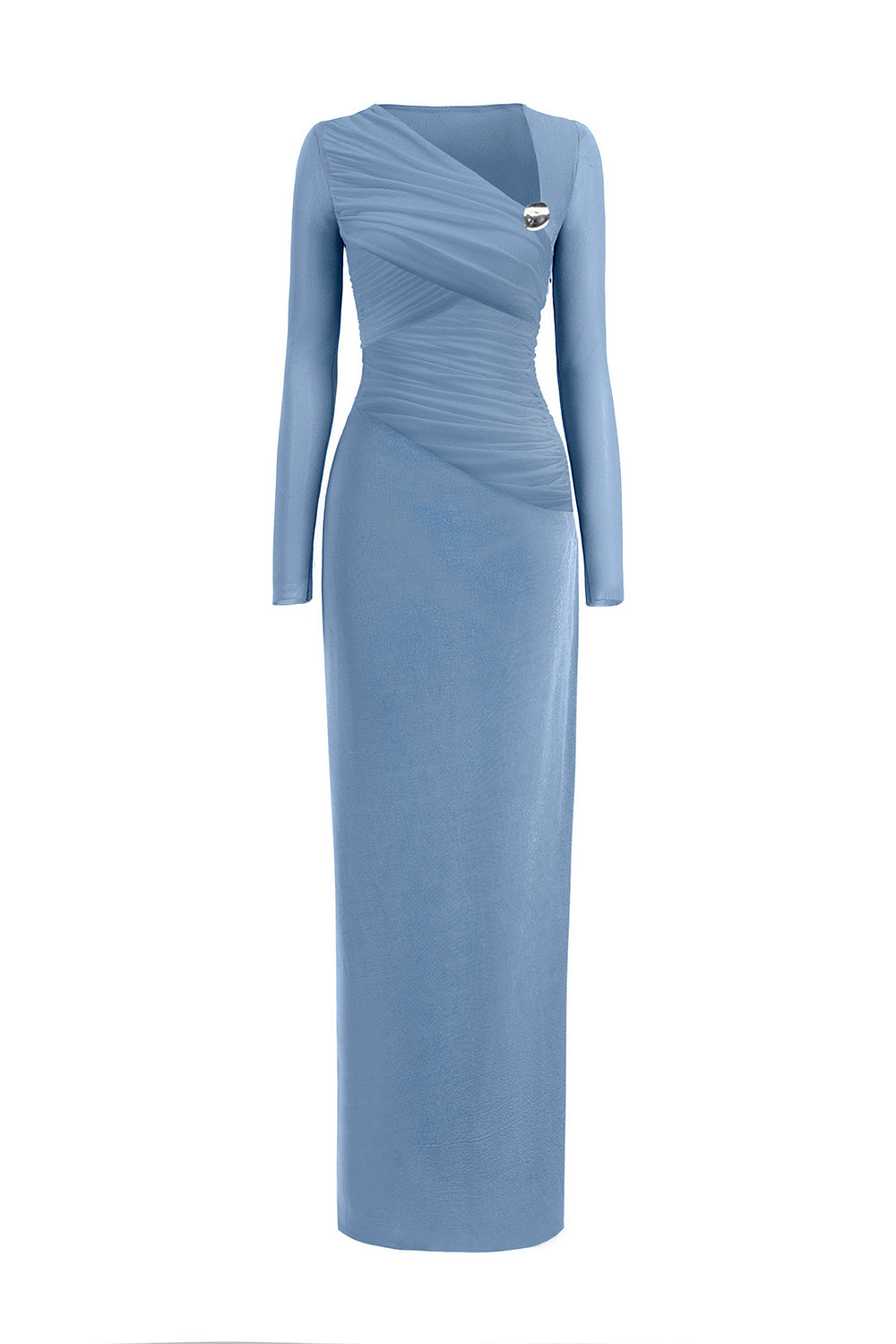 Blarune Sheath Gathered Elastic Cotton Maxi Dress