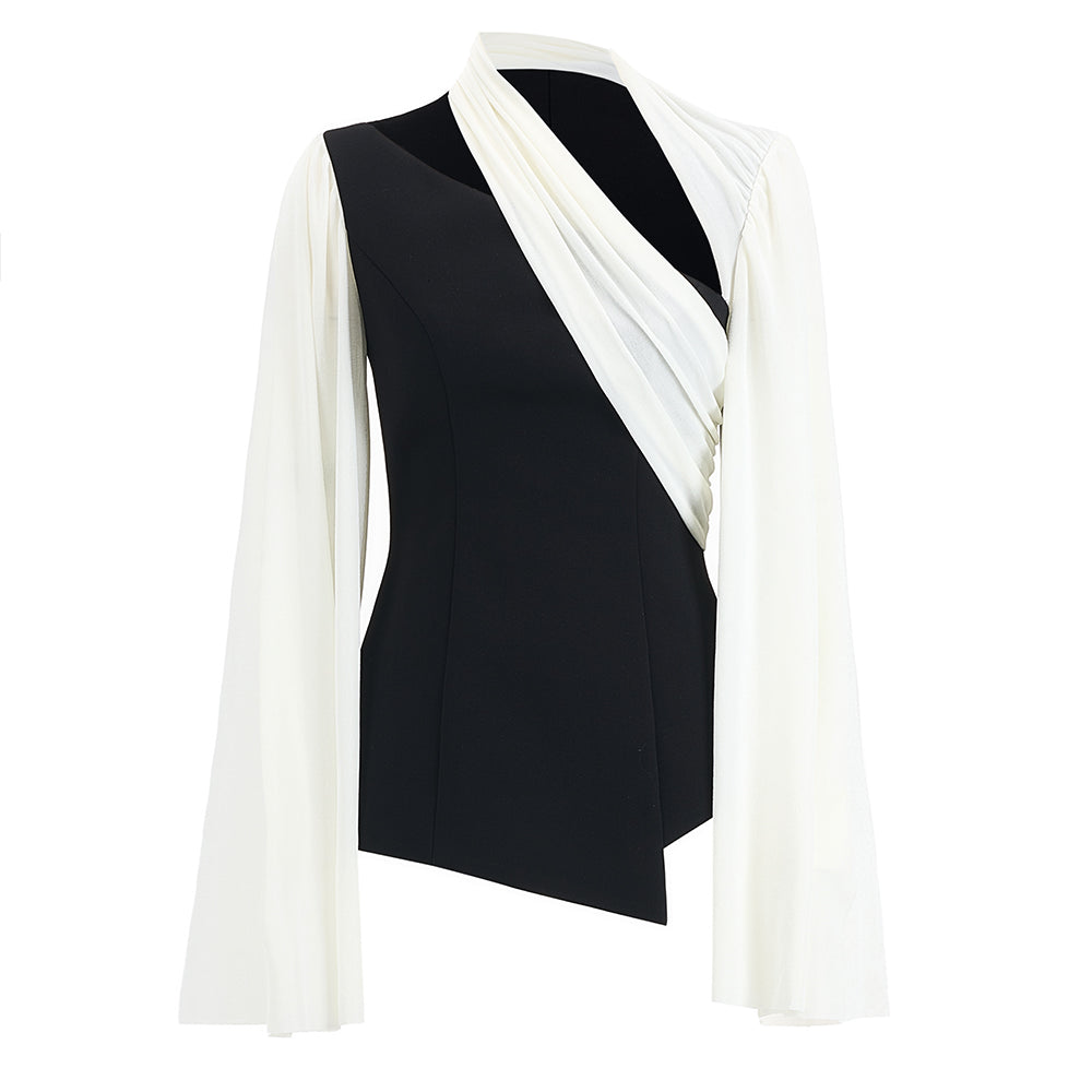 Kiva Sheath Slit Sleeved Cotton Spandex Top