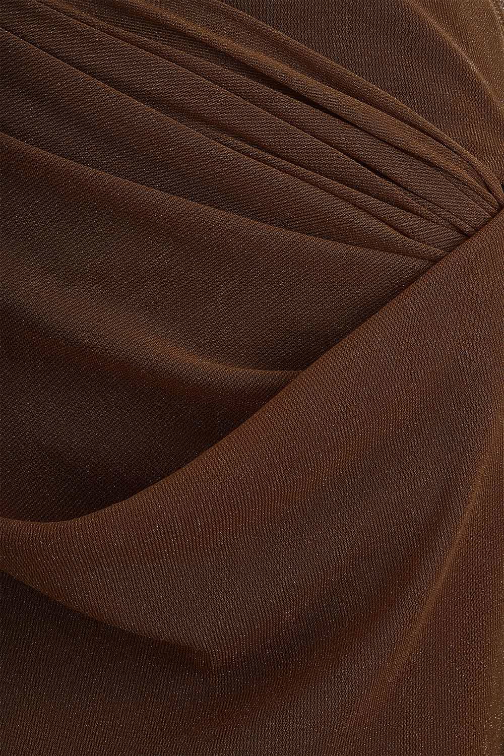 Kaia Asymmetric Straight Across Neck Elastic Cotton Top