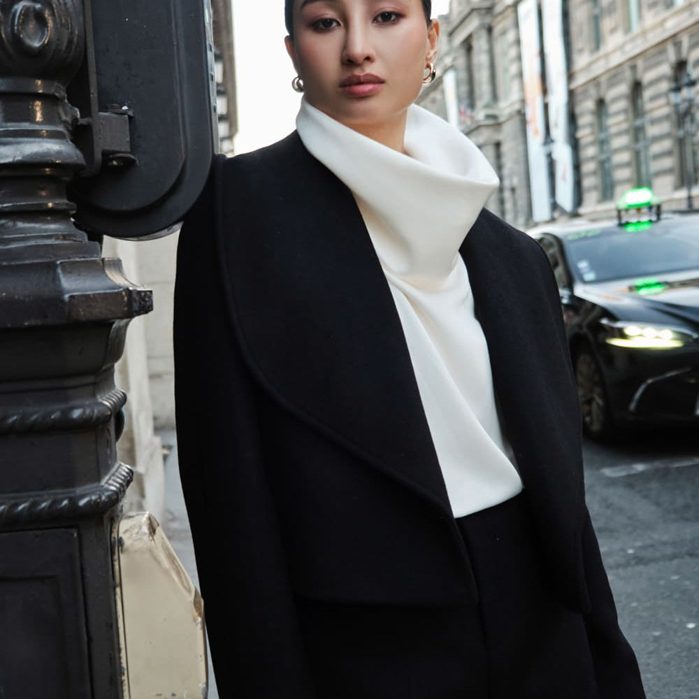 Paris Cropped Shawl Lapel Felt Jacket