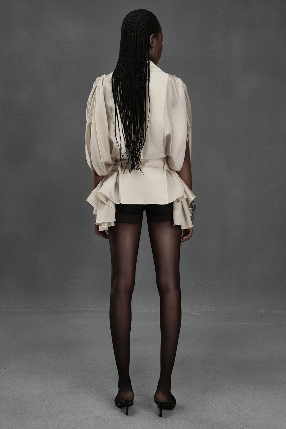Codfish Straight Belt Strap Chiffon Mini Dress