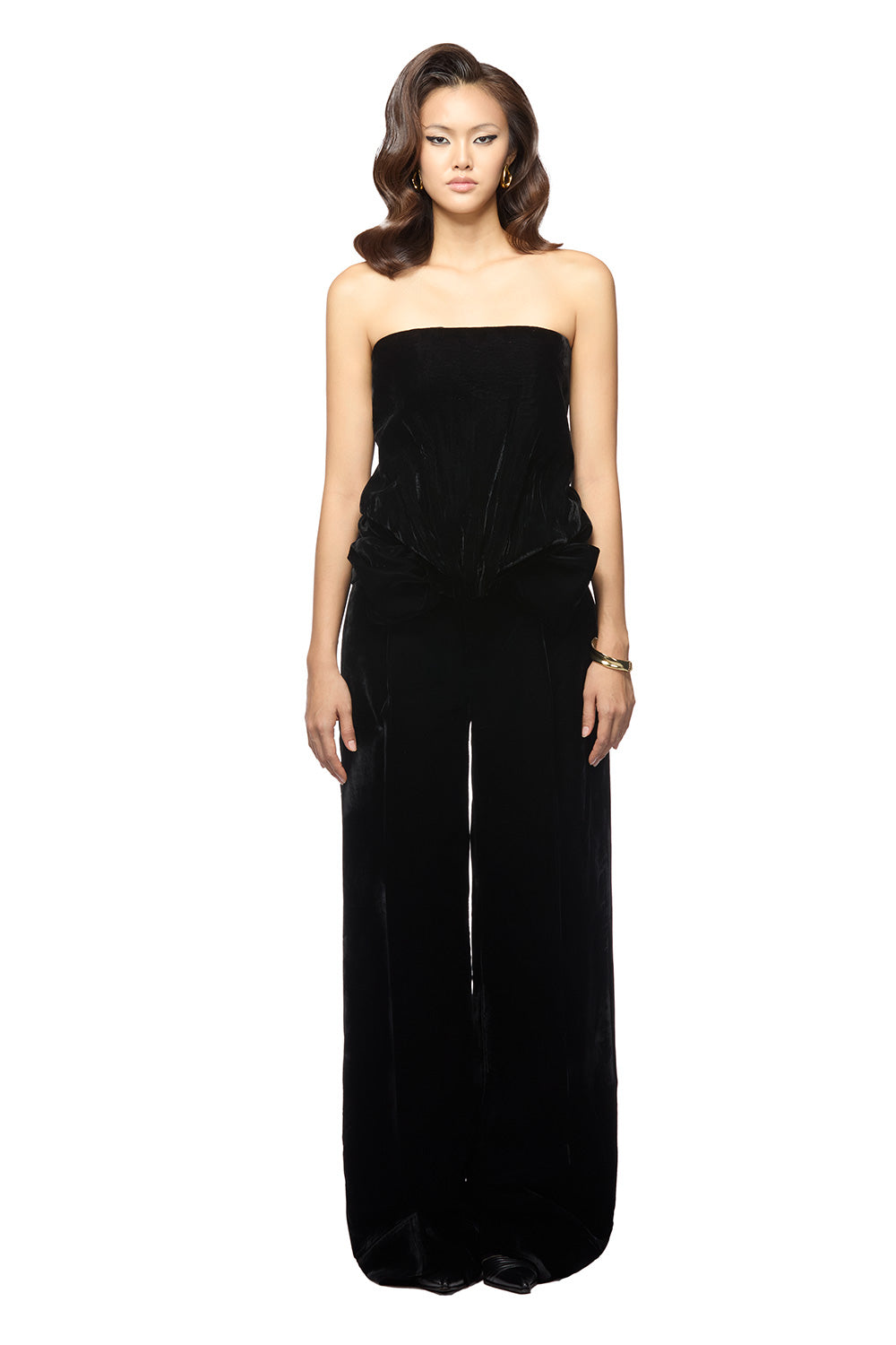 Deidre Straight Wide Leg Velvet Floor Length Pants