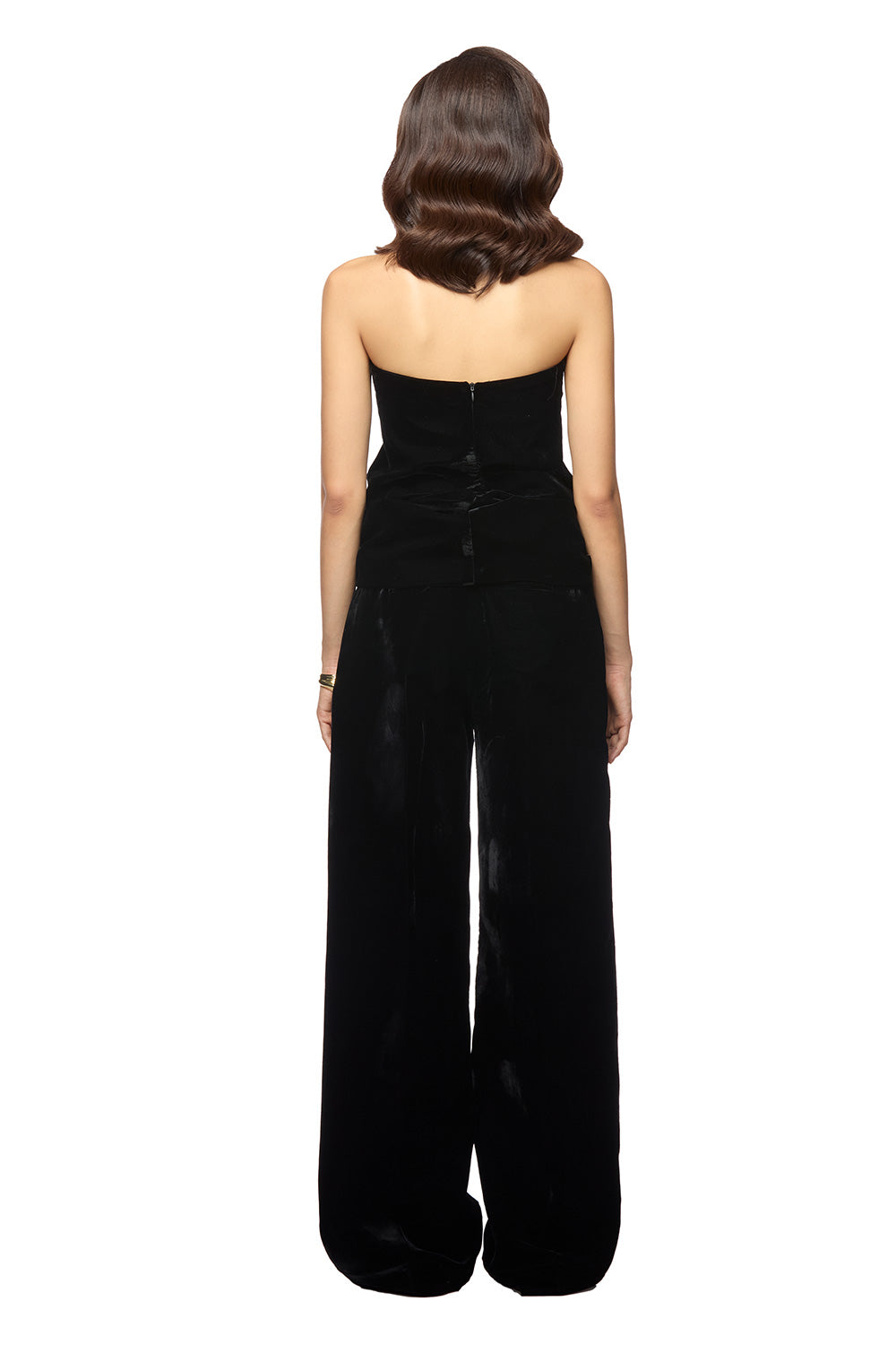 Deidre Straight Wide Leg Velvet Floor Length Pants