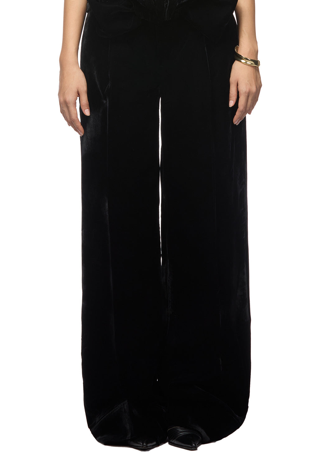 Deidre Straight Wide Leg Velvet Floor Length Pants