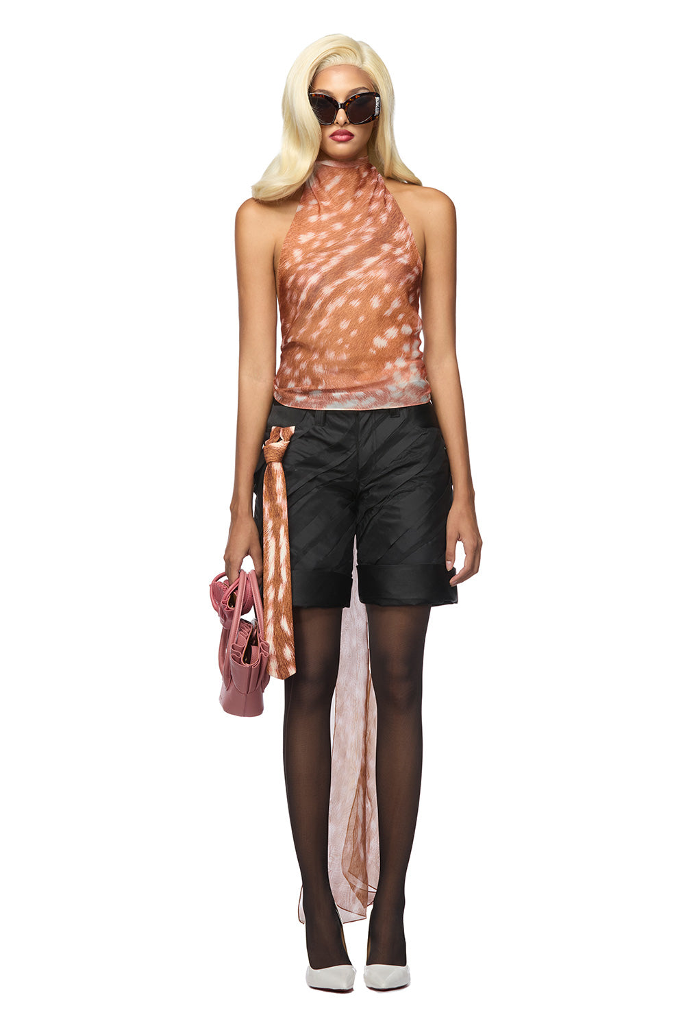 Carroll Bodycon Turtle Neck Organza Top