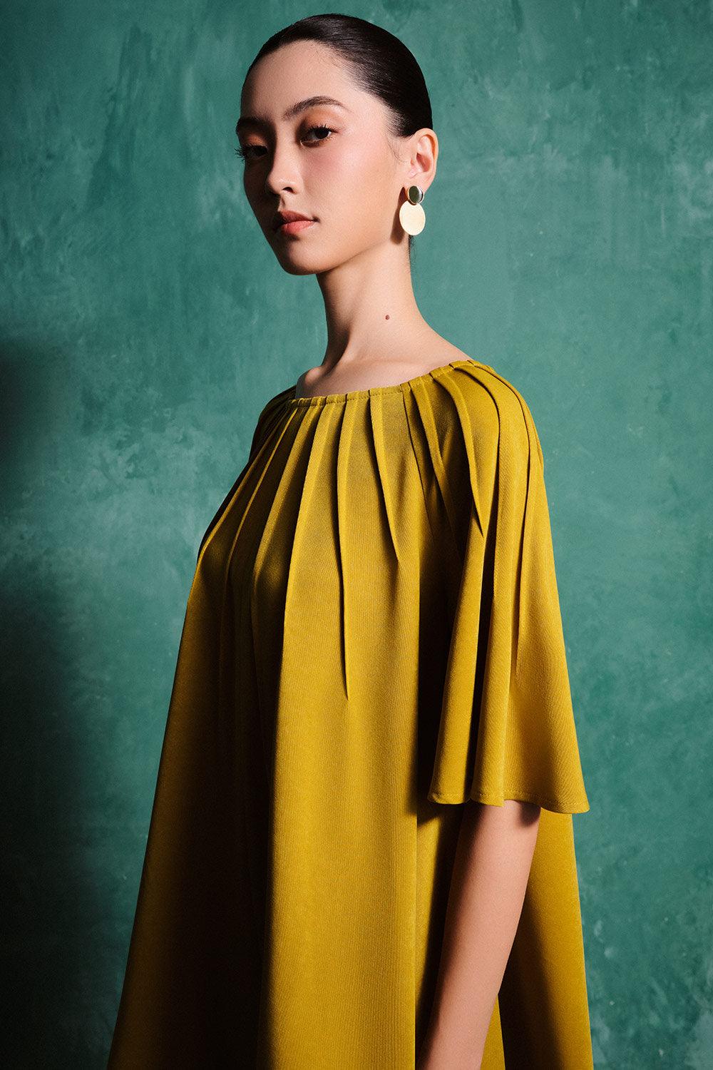 Promise Trapezoid Pintucks Spandex Velvet Mini Dress