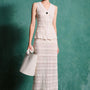 Naya Straight Back Slit Cotton Lace Floor Length Skirt