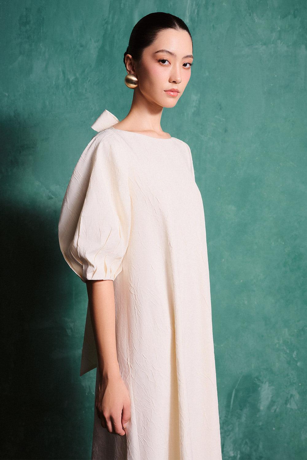 Zayla Tent Puffy Sleeved Foam Floor Length Dress