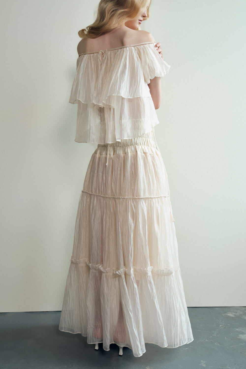 Solé A-line Off-Shoulder Organza Maxi Set