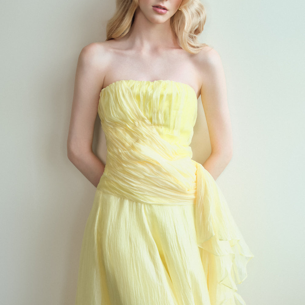 Alba A-line Straight Across Neck Organza Maxi Set