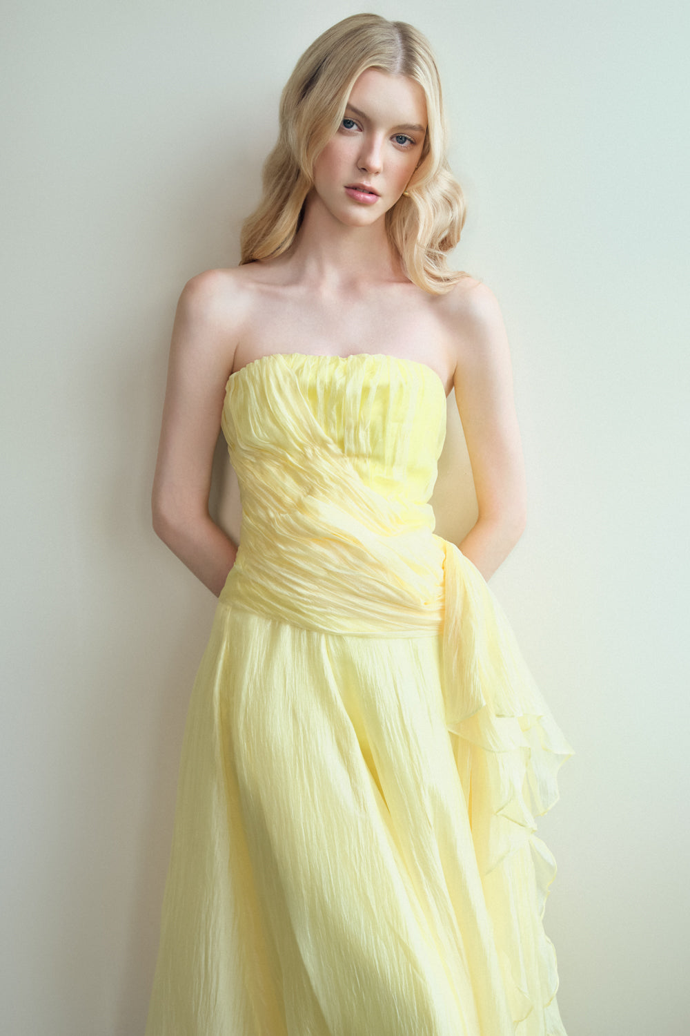 Alba A-line Straight Across Neck Organza Maxi Set