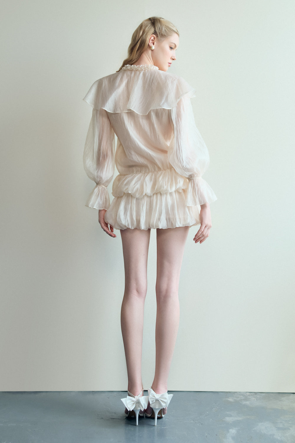 Vela A-line Ruffle Layer Organza Mini Dress