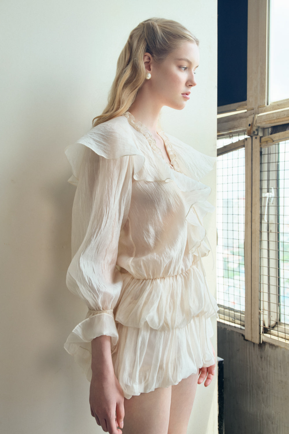 Vela A-line Ruffle Layer Organza Mini Dress