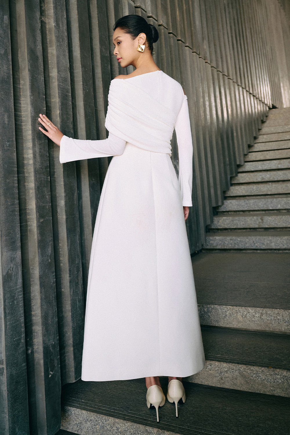 Women's Luminous A-line Asymmetric Shoulder Jersey Maxi Dress S/M/L/XL/Customize White/Red MEAN BLVD Red / S Women's Luminous A-line Asymmetric Shoulder Jersey Maxi Dress S/M/L/XL/Customize White/Red MEAN BLVD Red / S