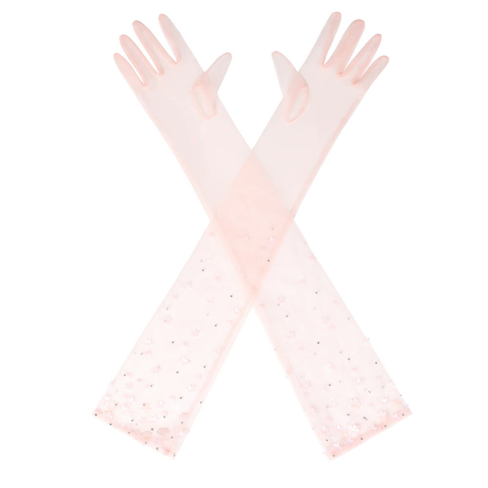 Stone Mesh Sequin Gloves