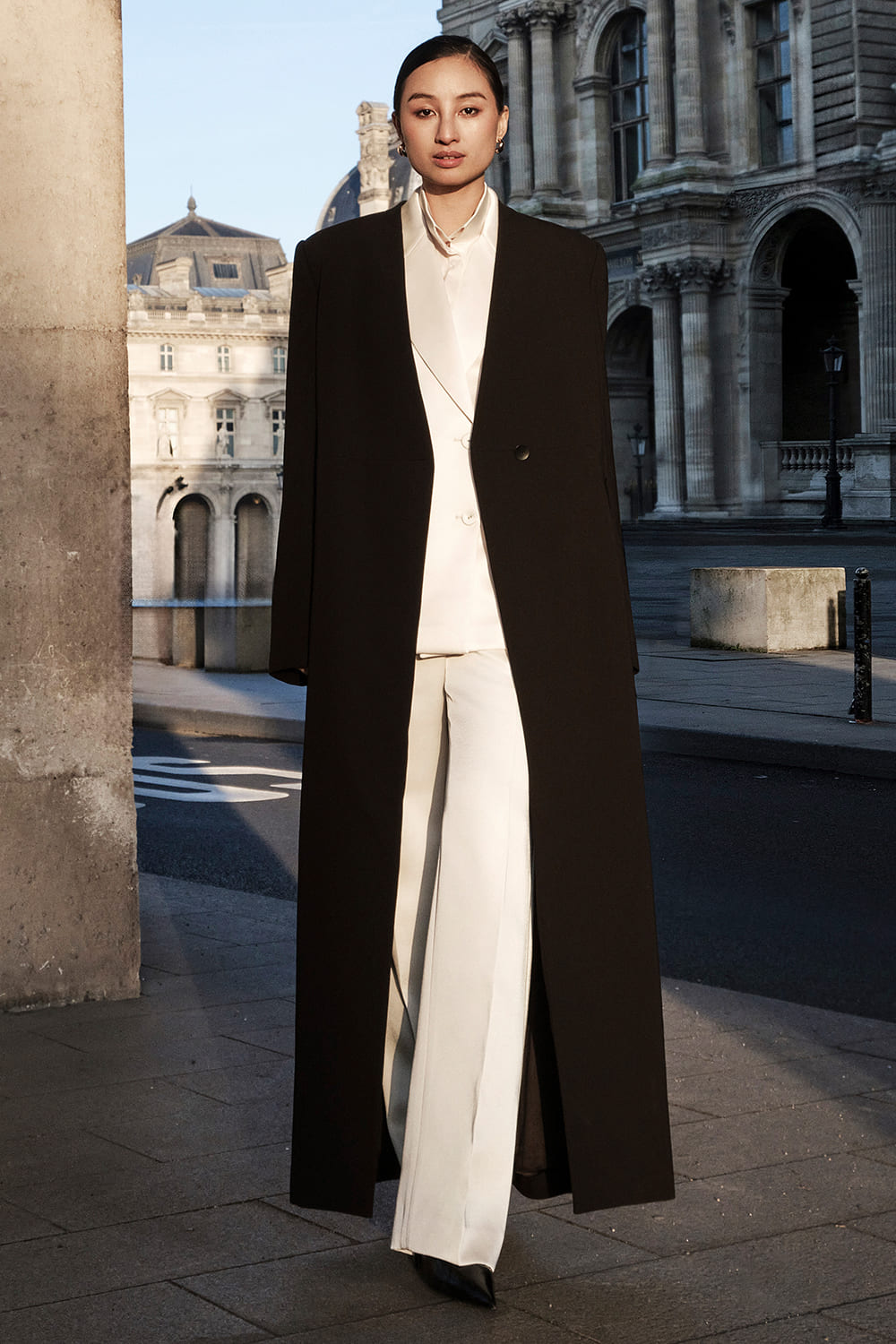 Tam Straight Single Breasted Twill Floor Length Trench Coat