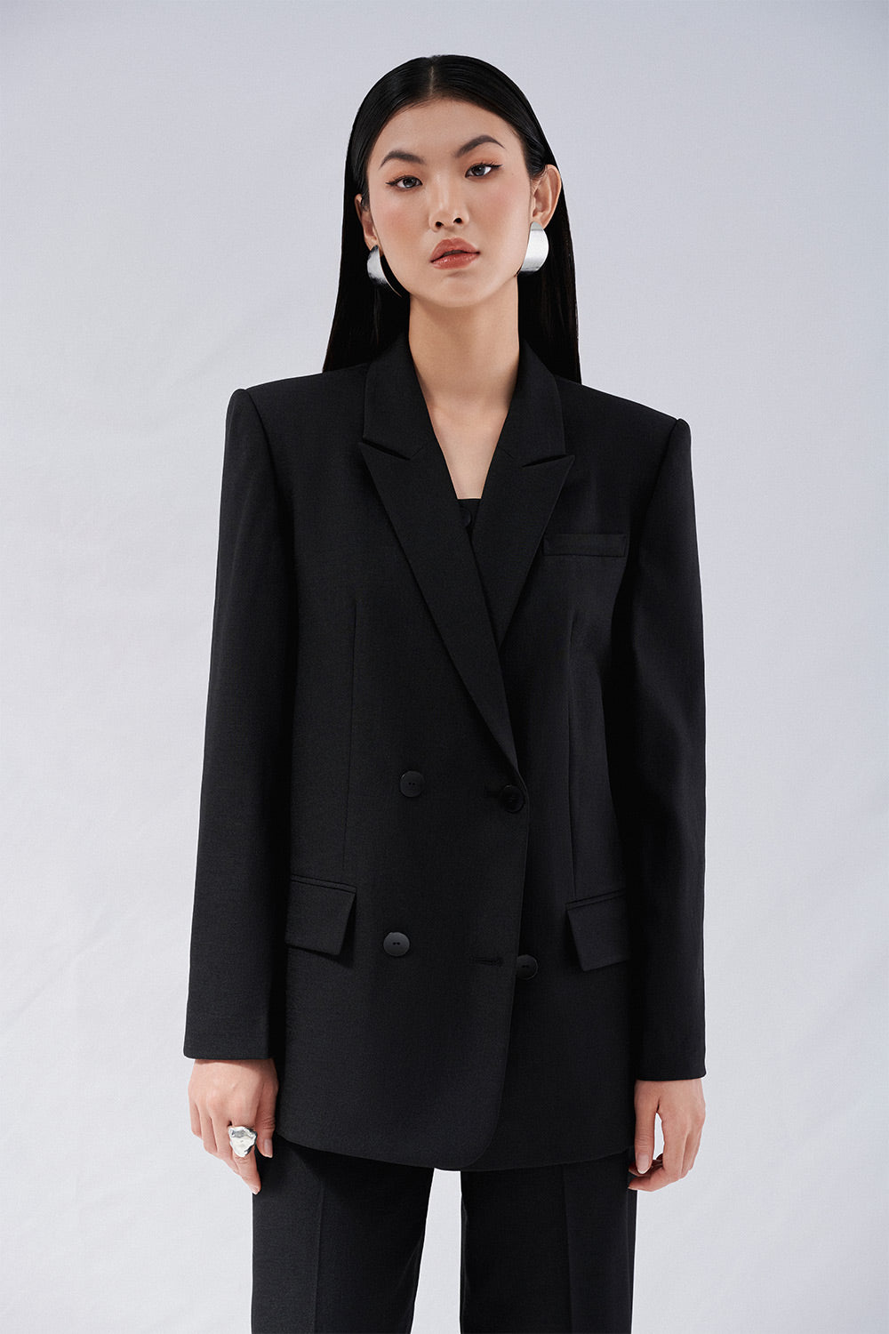 Sadie Straight Peak Lapel Twinkle Taffeta Blazer