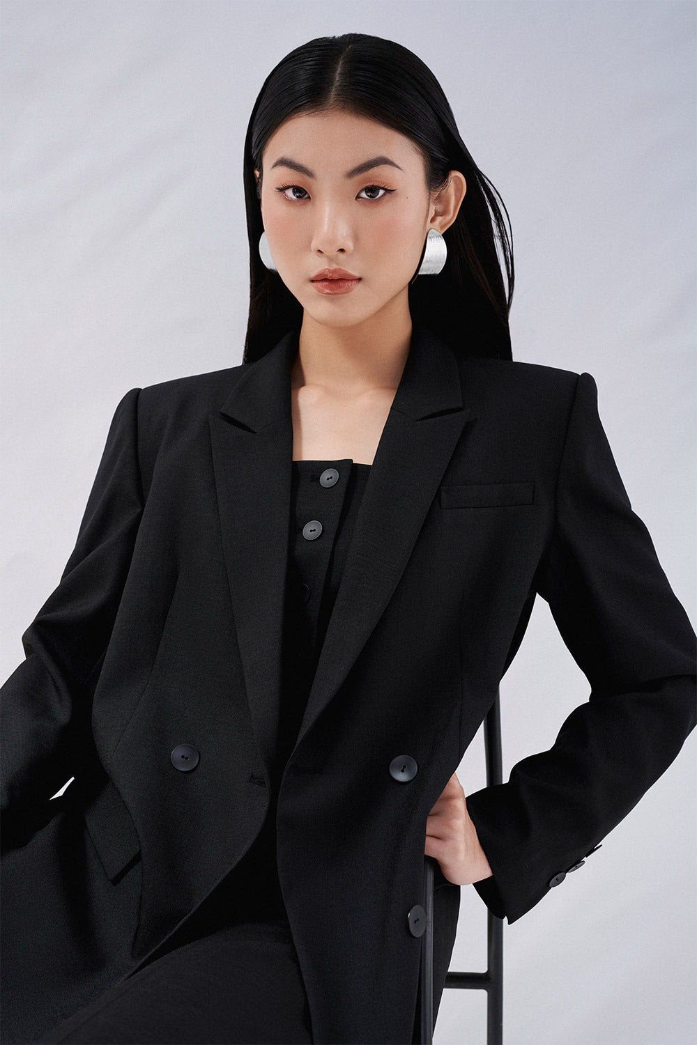 Sadie Straight Peak Lapel Twinkle Taffeta Blazer