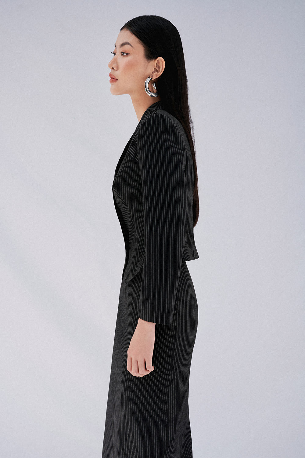 Desi Straight High Waist Polyester Maxi Skirt