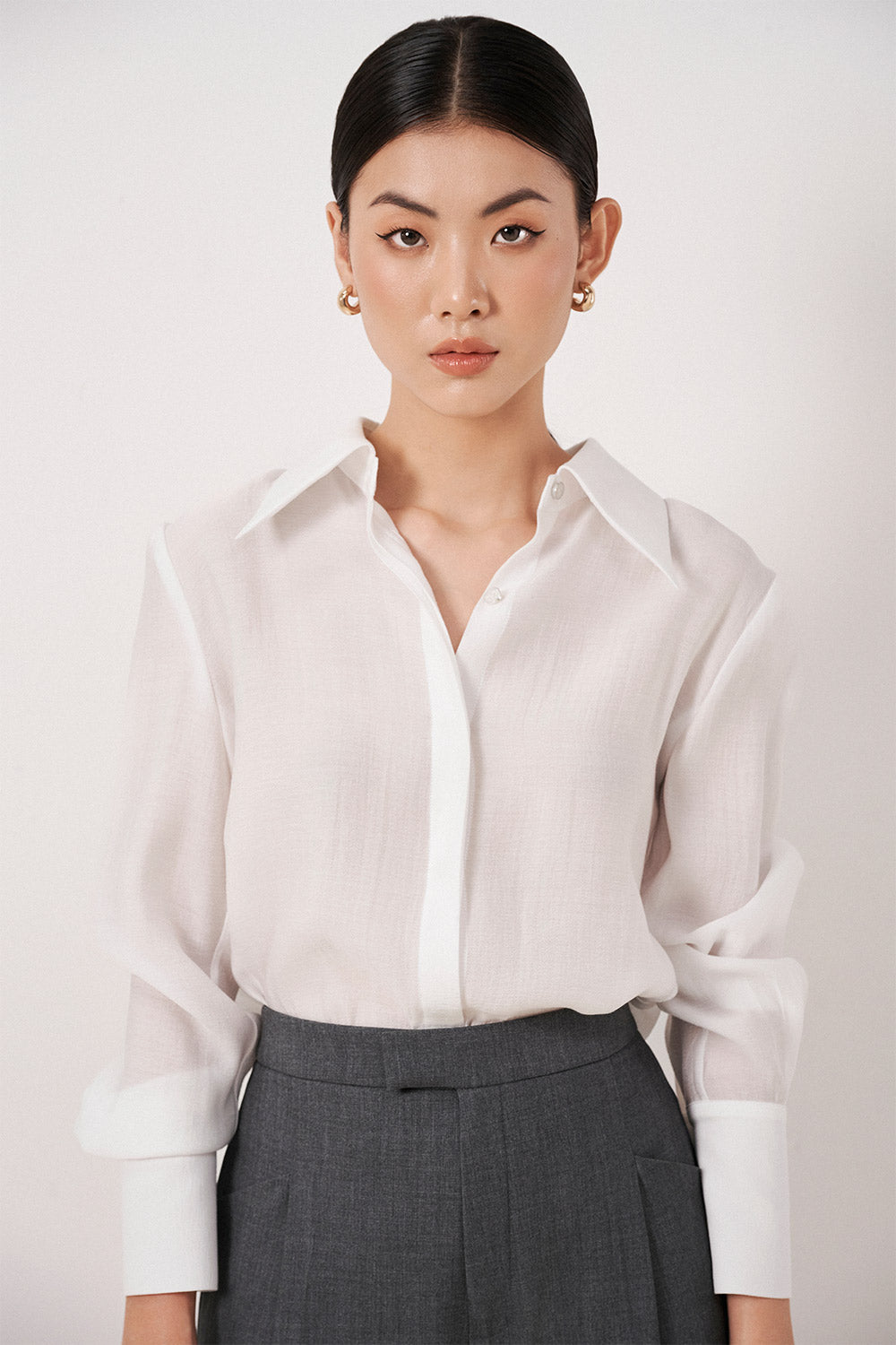 Naomi Straight Sheer Crepe Shirt