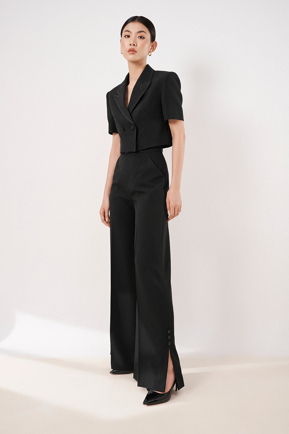 Avery Straight Side Slit Linen Maxi Pants