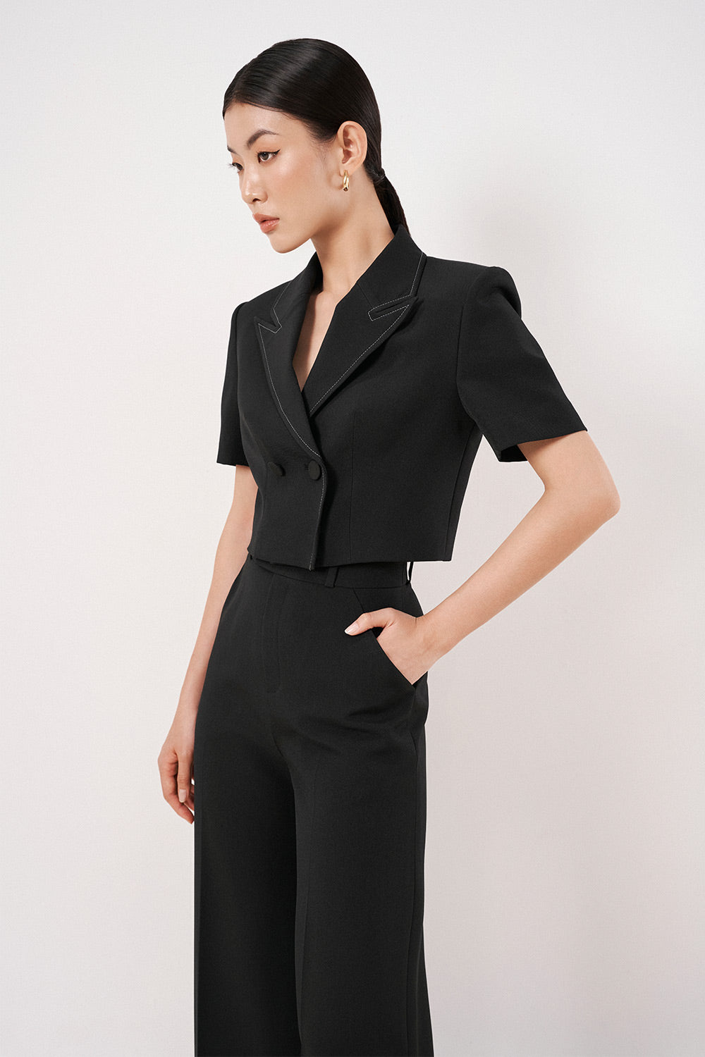 Avery Straight Double Breasted Linen Jacket