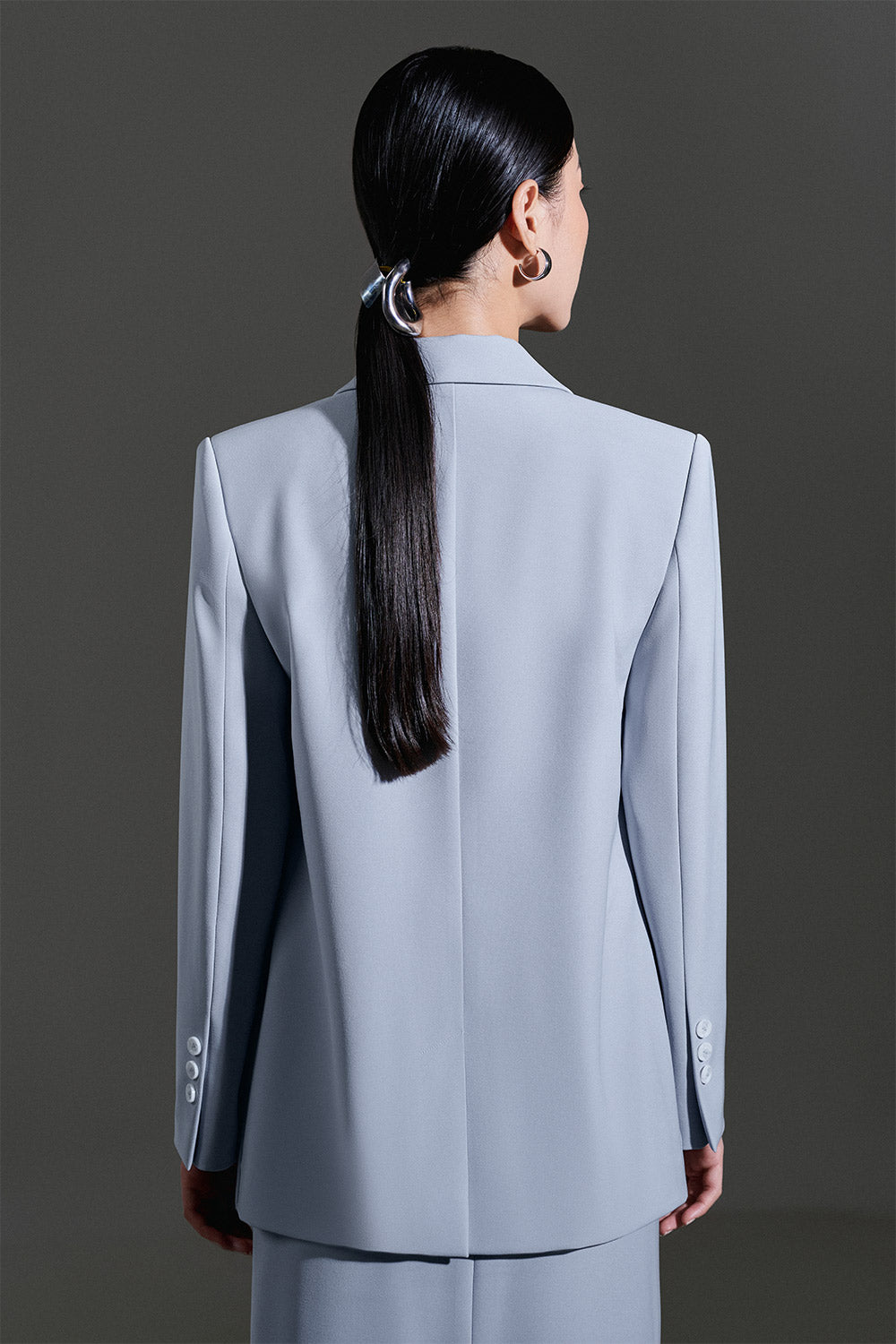 Xavia Straight Peak Lapel Twill Blazer