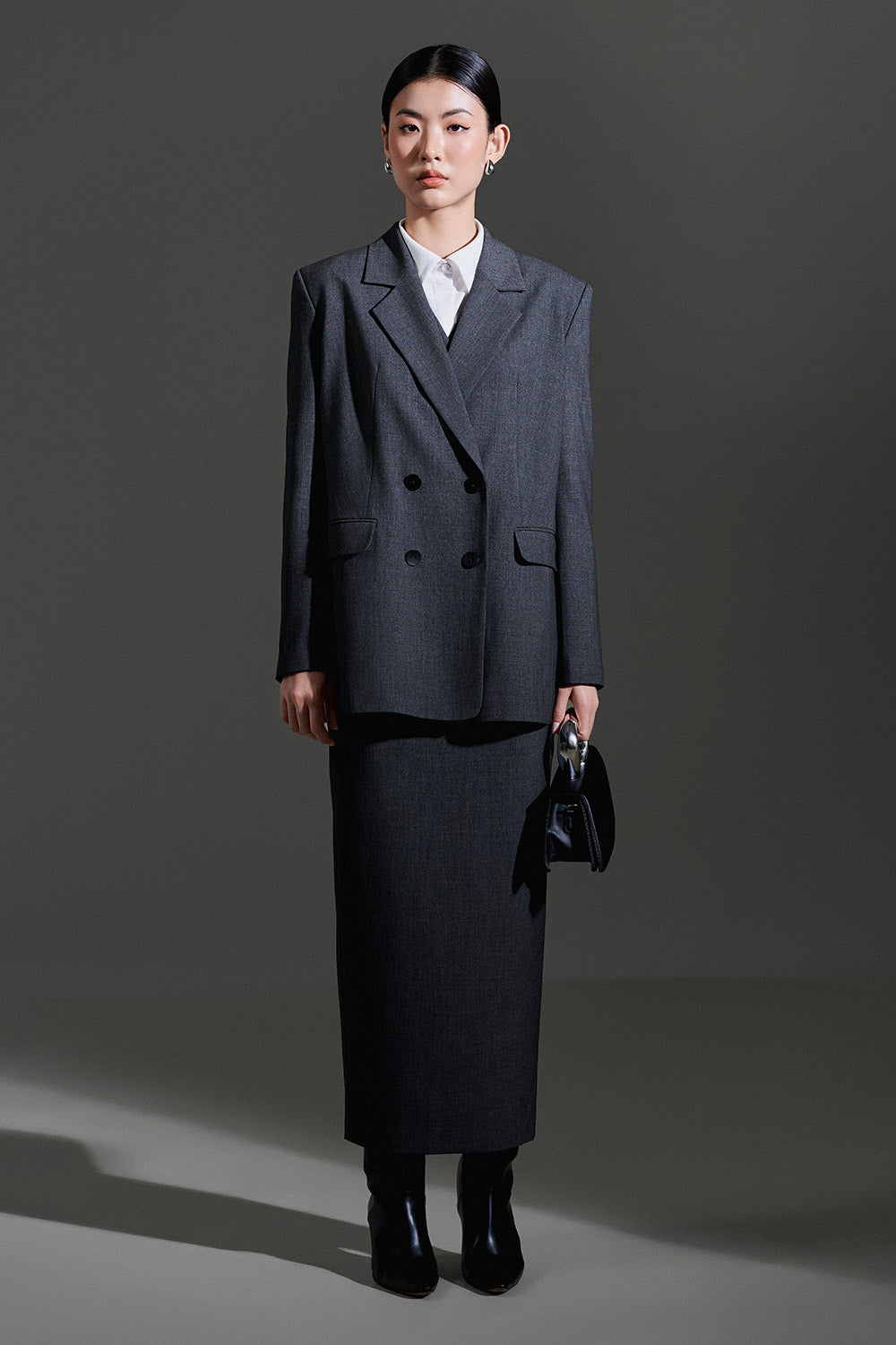 Zelda Straight Flap Pocket Wool Blend Blazer