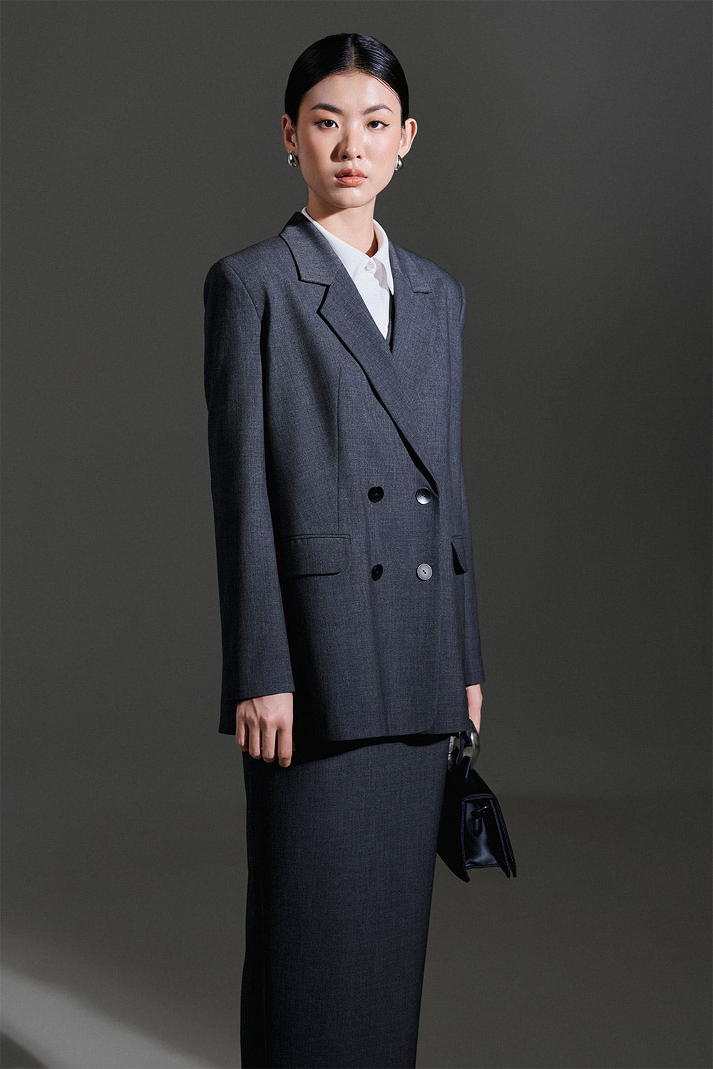 Zelda Straight Flap Pocket Wool Blend Blazer