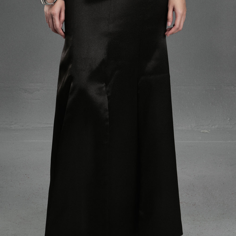 Octopus A-line Back Slit Silk Maxi Skirt